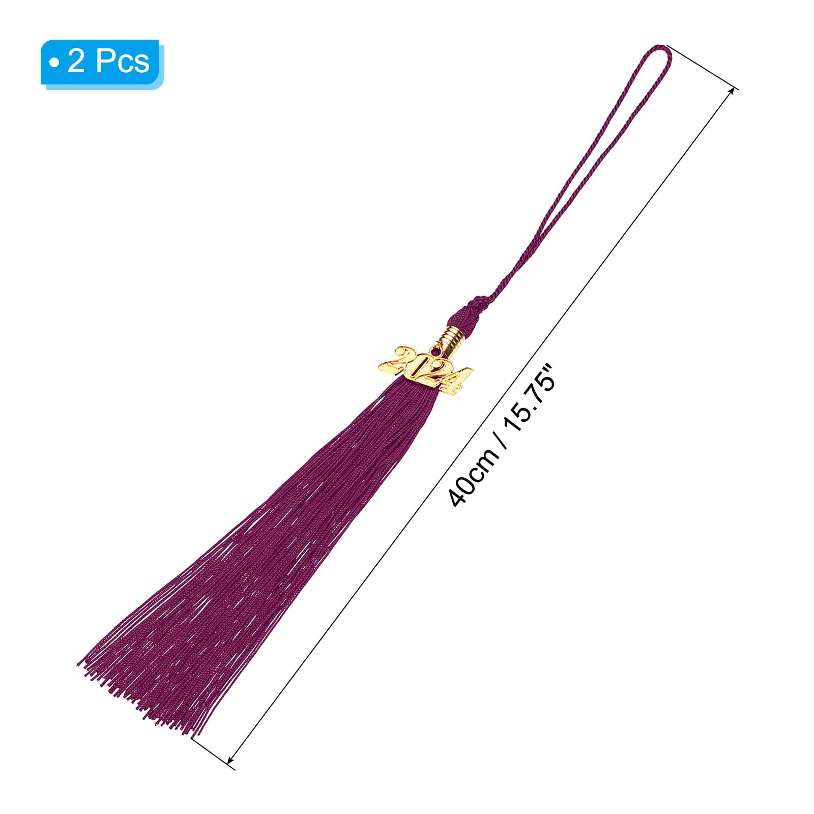 PATIKIL 2 Pcs Graduation Tassel with 2024 Gold Charm - Image 2