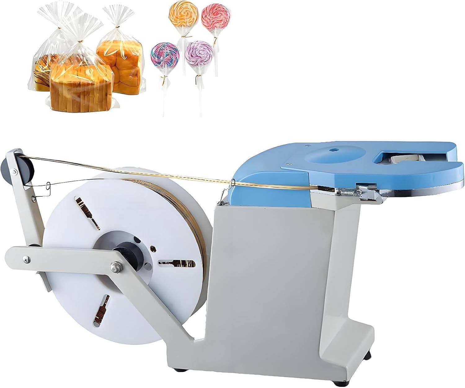 Máquina automática de amarre giratorio, cierre de bolsas eléctrico semimanual para envasado de alimentos, pan, aperitivos, sellado doméstico