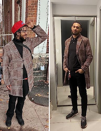 image for Springrain Men's Wool Blend Pea Coat Notched Collar Single Breasted Ov