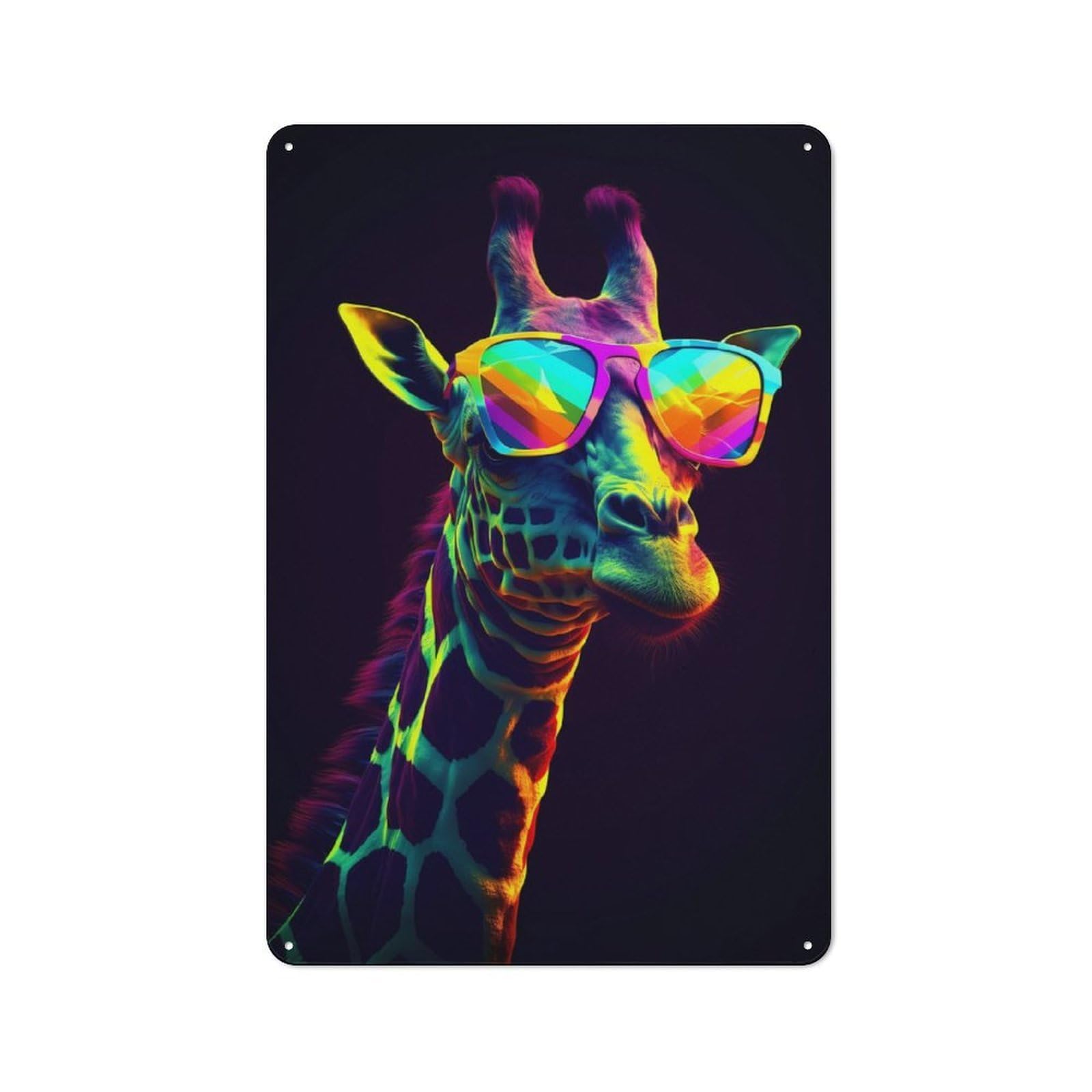 Junmoney Giraffe Sunglasses Retro-Style Metal Plaque 30X20cm For Kitchen Or Home Bar, Gift For Home Bar Enthusiasts During The Christmas Season