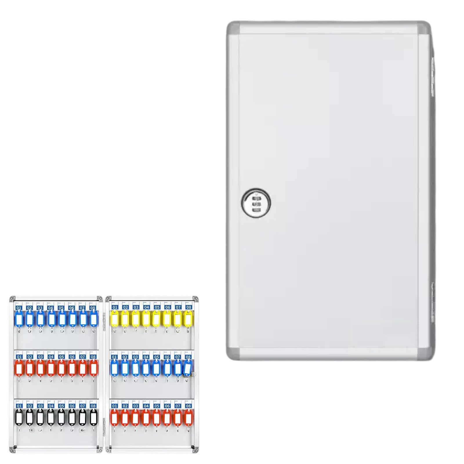 Armoire à clés murale en métal avec serrure numérique – Porte-clés en alliage d'aluminium avec étiquettes et hoo pour hôpitaux, usines, dortoirs, écoles et bureaux
