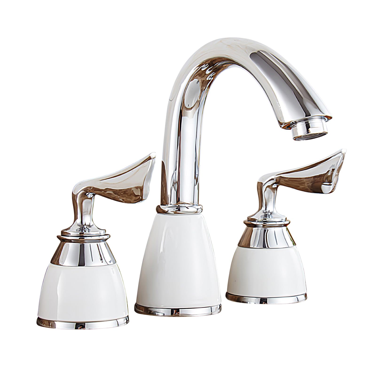 Zqfhsx Chrome Plated Bathroom Basin Mixer Faucet 3 Hole Double Handle Hot And Cold Water Brass Faucet