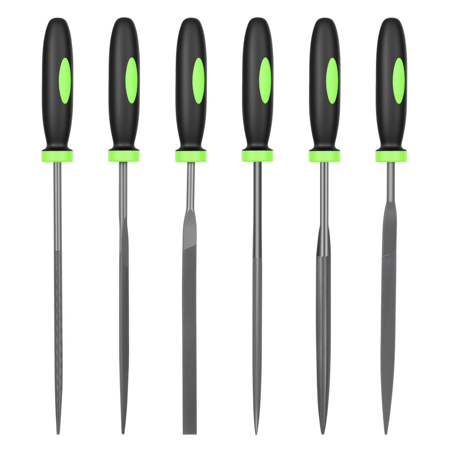 Juego de limas de metal, 6 limas de metal para limas de aguja de acero, juego de limas de aguja de madera, herramientas de limas de metal, incluye limas pequeñas redondas, semicirculares, cuadradas
