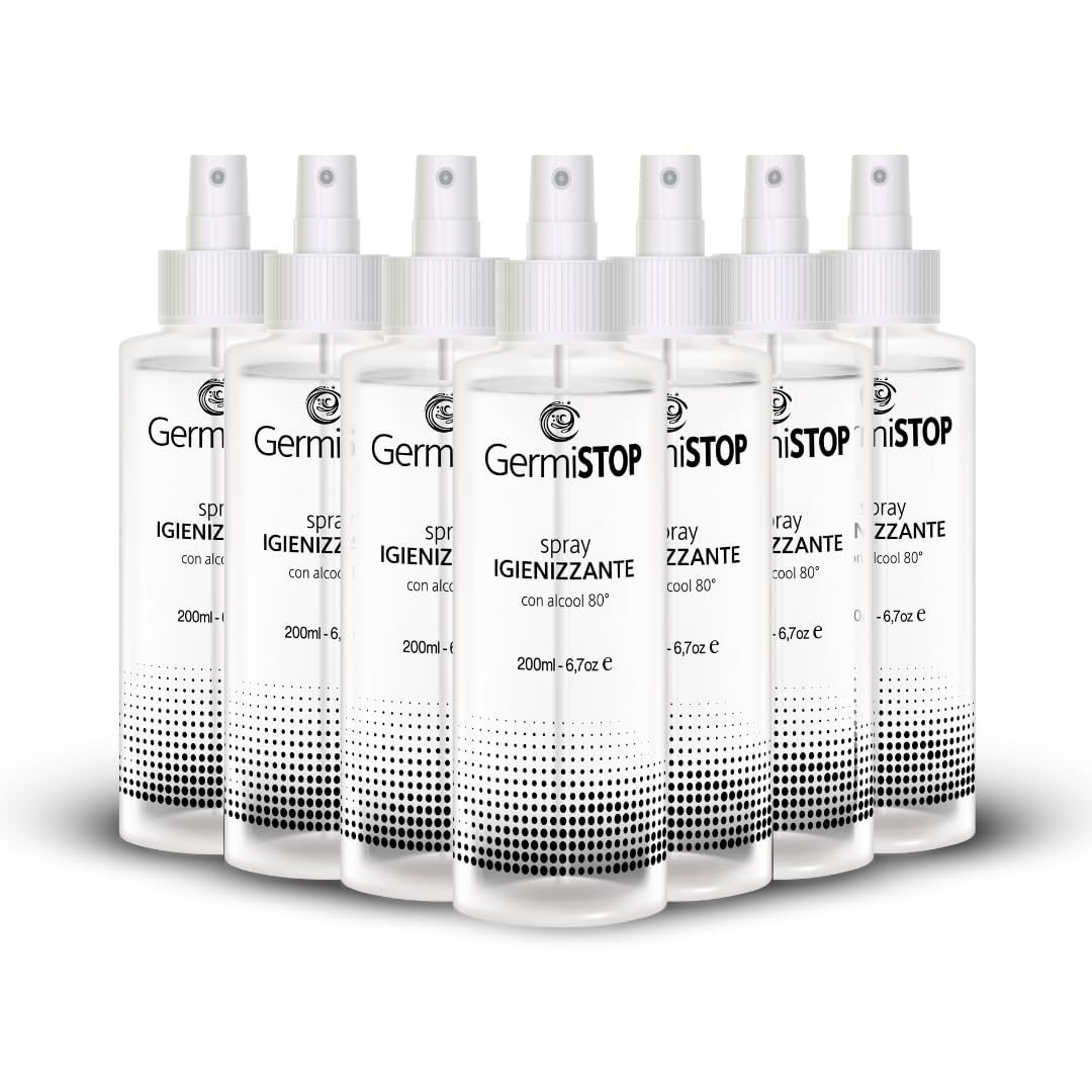 Désinfectant mains 10 x 200 ml avec alcool 80 % et glycérine, spray désinfectant pour surfaces avec formule potentialisée