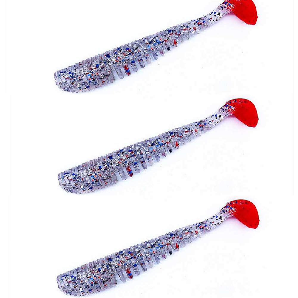 FJSC 20PCs Soft Fishing Baits Scent Lures 10-Colored Paddle Tail Minnows for Perch Zander Trout Bass Mackerel Freshwater and Saltwater 10cm/6g / 07