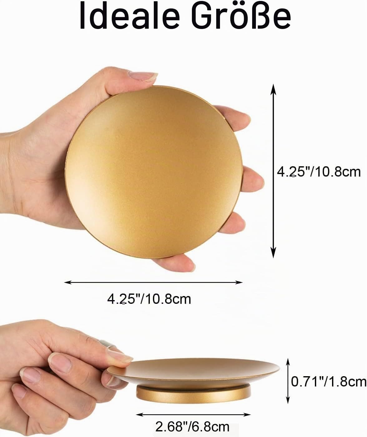 Metall Kerzenständer Gold: 10.8cm Runde Kerzenteller, 12 Stück