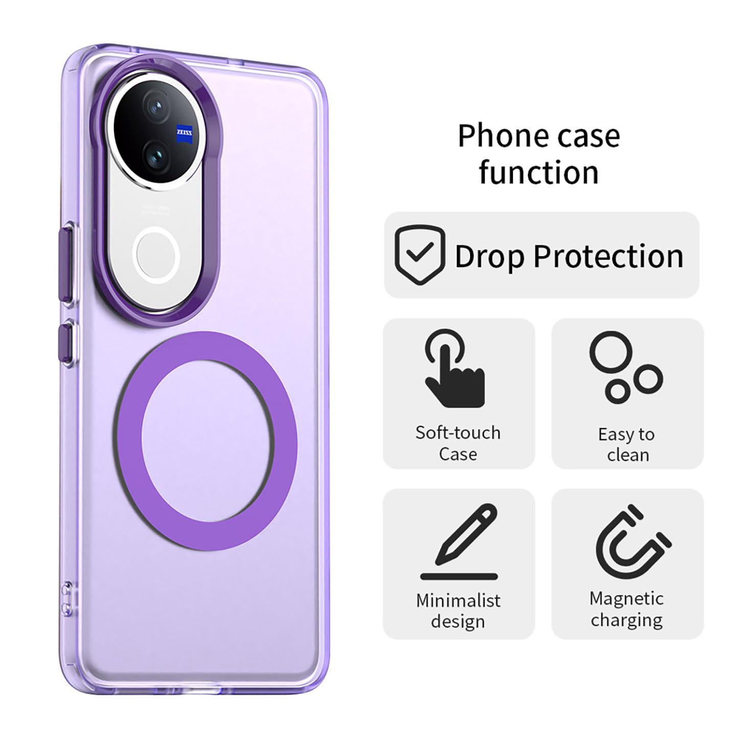Custodia Trasparente Morbida Per Vivo V20 Pro 5G - Cover In TPU Sottile Con Protezione Anti Graffio (Cuore Rosso)