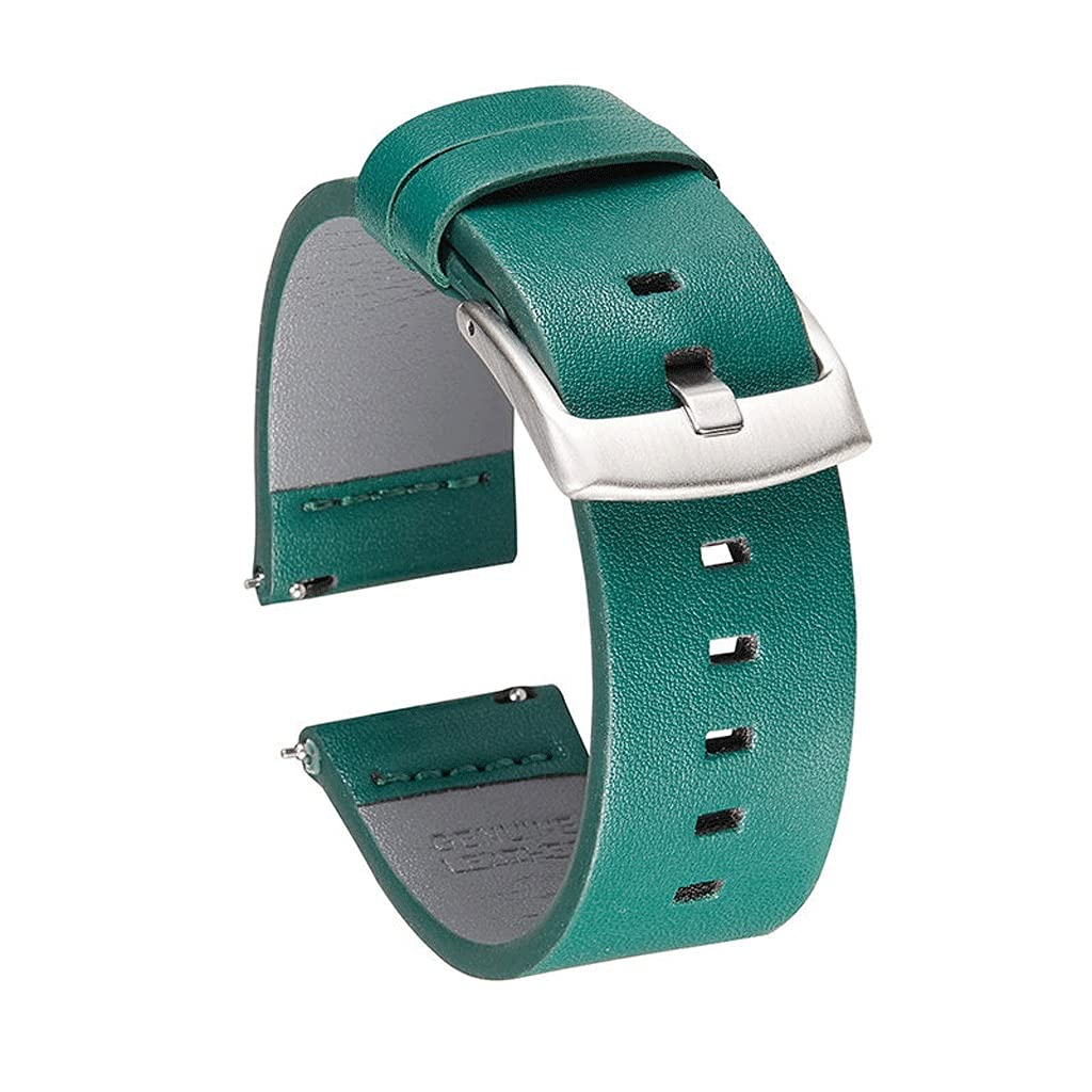 YMGSCC 18mm 20mm 22mm 24mm Genuine Leather Strap Watch Watchband for Smart Watch Quick Release Watchbands Gray 18mm