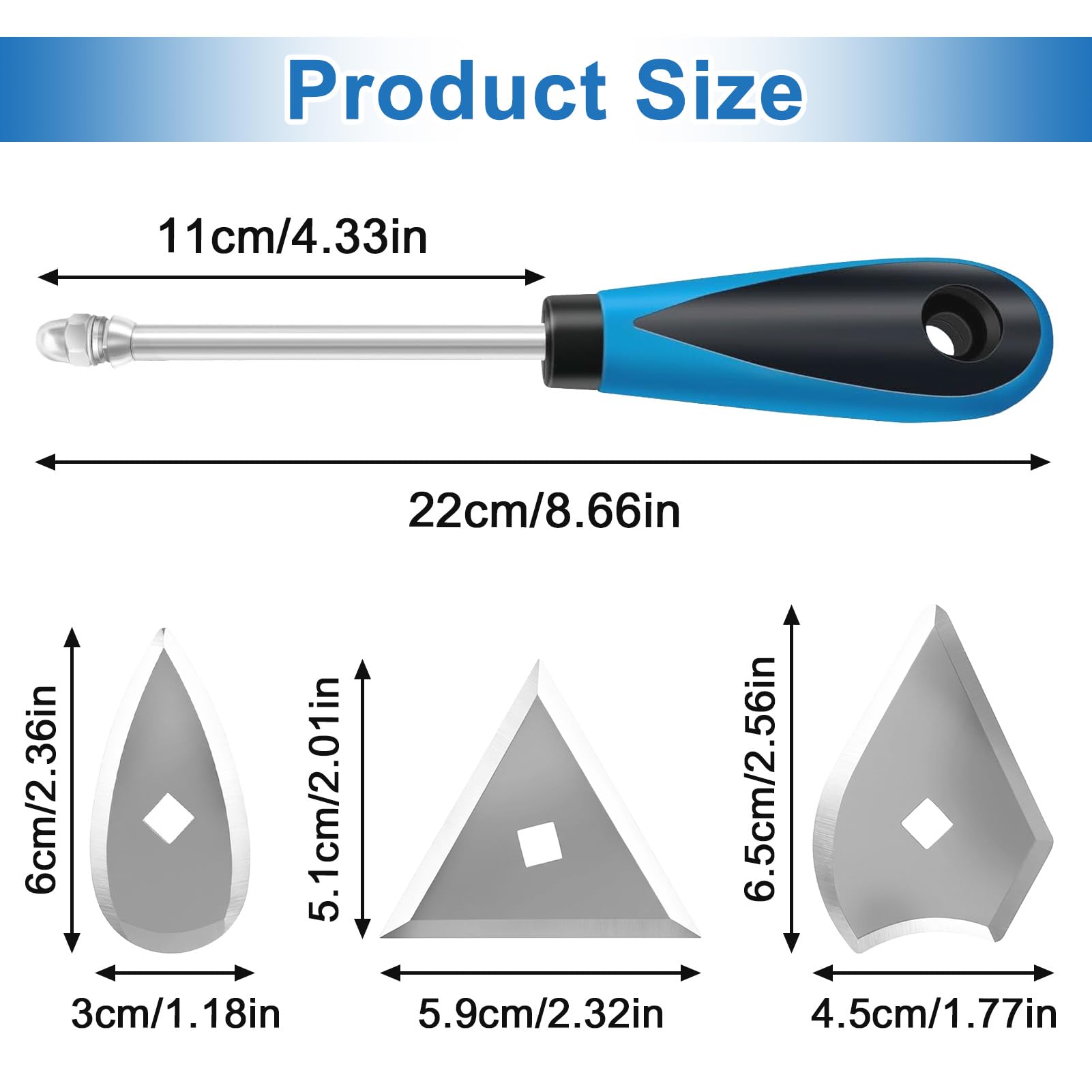 8-Inch Paint Scraper Tool Set, Stainless Steel Shave Hook with Replacements (Triangle, Combination & Heart), Shave Hook Paint Scraper & Paint Remover Tool for Home Improvement — view 2