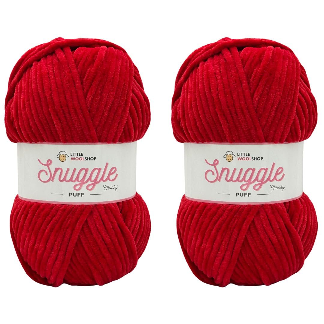 LittleWoolShop Snuggle Puff Chunky Chenille Yarn 100g - 100% Supersoft Polyester (Chilli Flakes 132, Pack of 2) — image 1