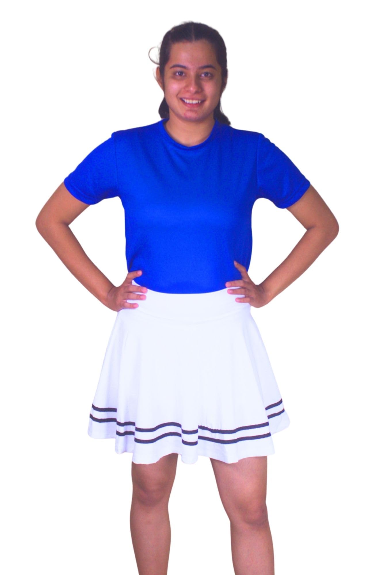 Women's DryFit Tshirt & Skater Skirt with Shorts For Tennis, Pickle Ball, Badminton & Other Sports | For Casual Occassions