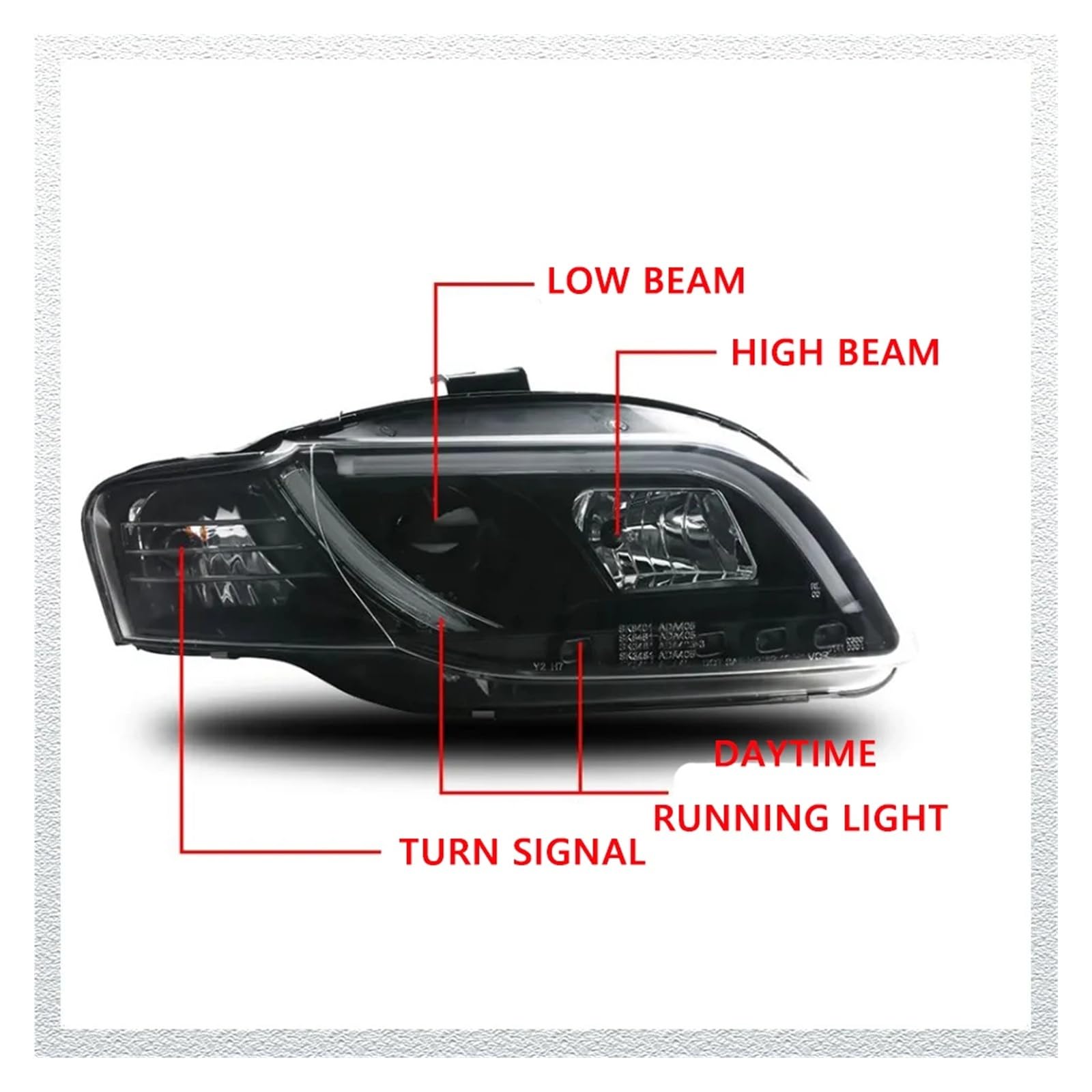 Pasuje do A4 B7 05-08 pełna dioda LED DRL reflektor samochodowy montaż sygnału akcesoria samochodowe zmodyfikowana lampa stylizacja reflektory LED(Low led high halogen)