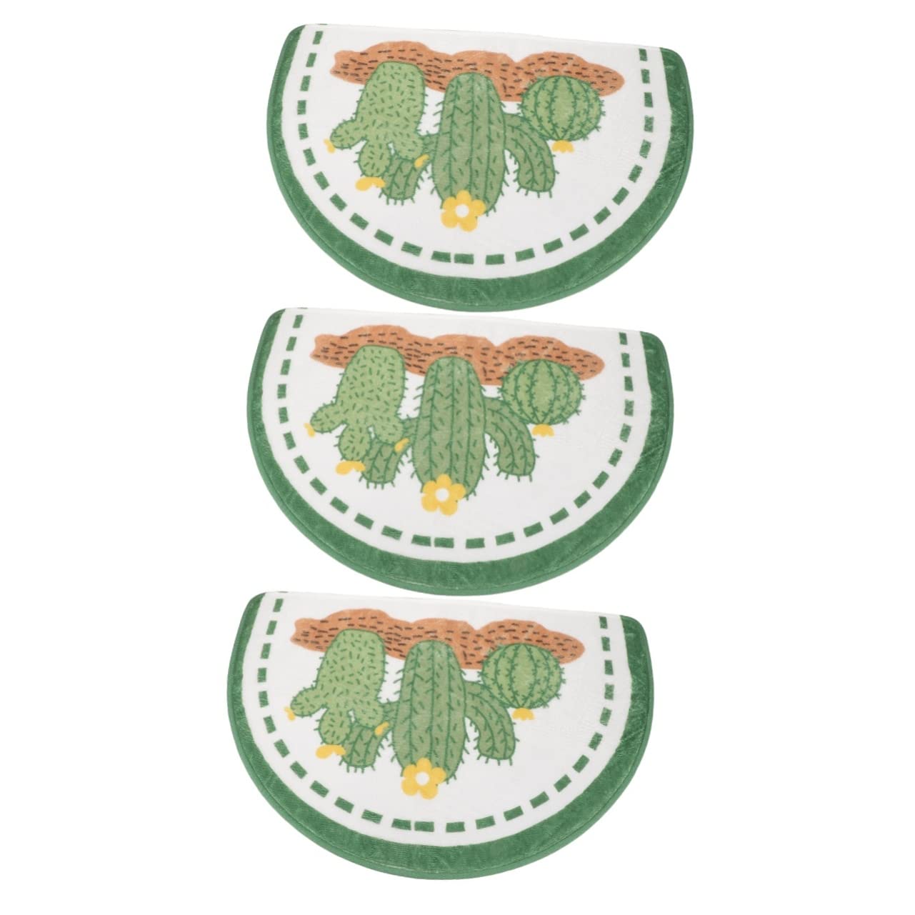 Tapis de bain antidérapant 3 pièces cactus confortable pour salle de bain et cuisine