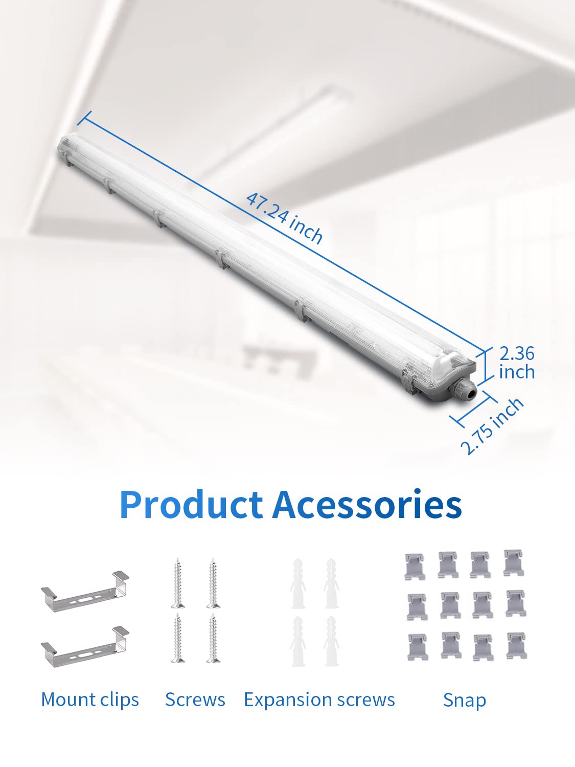 Tubo LED de 120 cm, 18 W, 1800 lúmenes, luz Blanca Neutra de 4000 K, Resistente al Agua (IP65), Ideal para Techo, Cocina, baño, Oficina o sótano. Solución de iluminación de bajo co