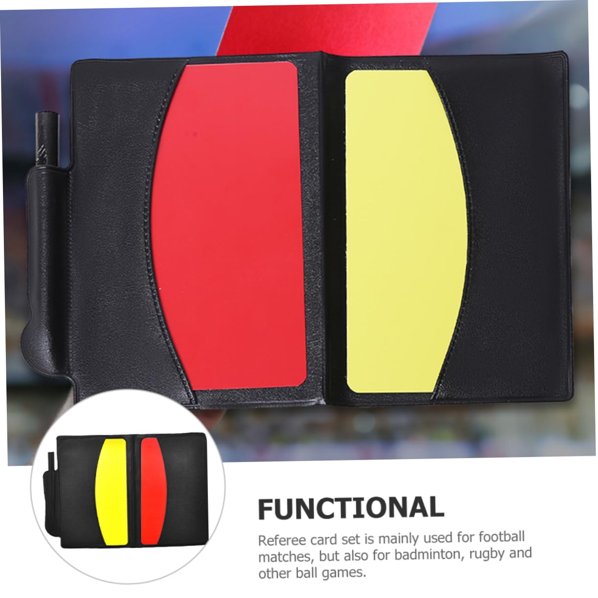 KOMBIUDA Complete Soccer Referee Kit Red Yellow Cards Referee Wallet Whistle Pen Essential Match Accessories