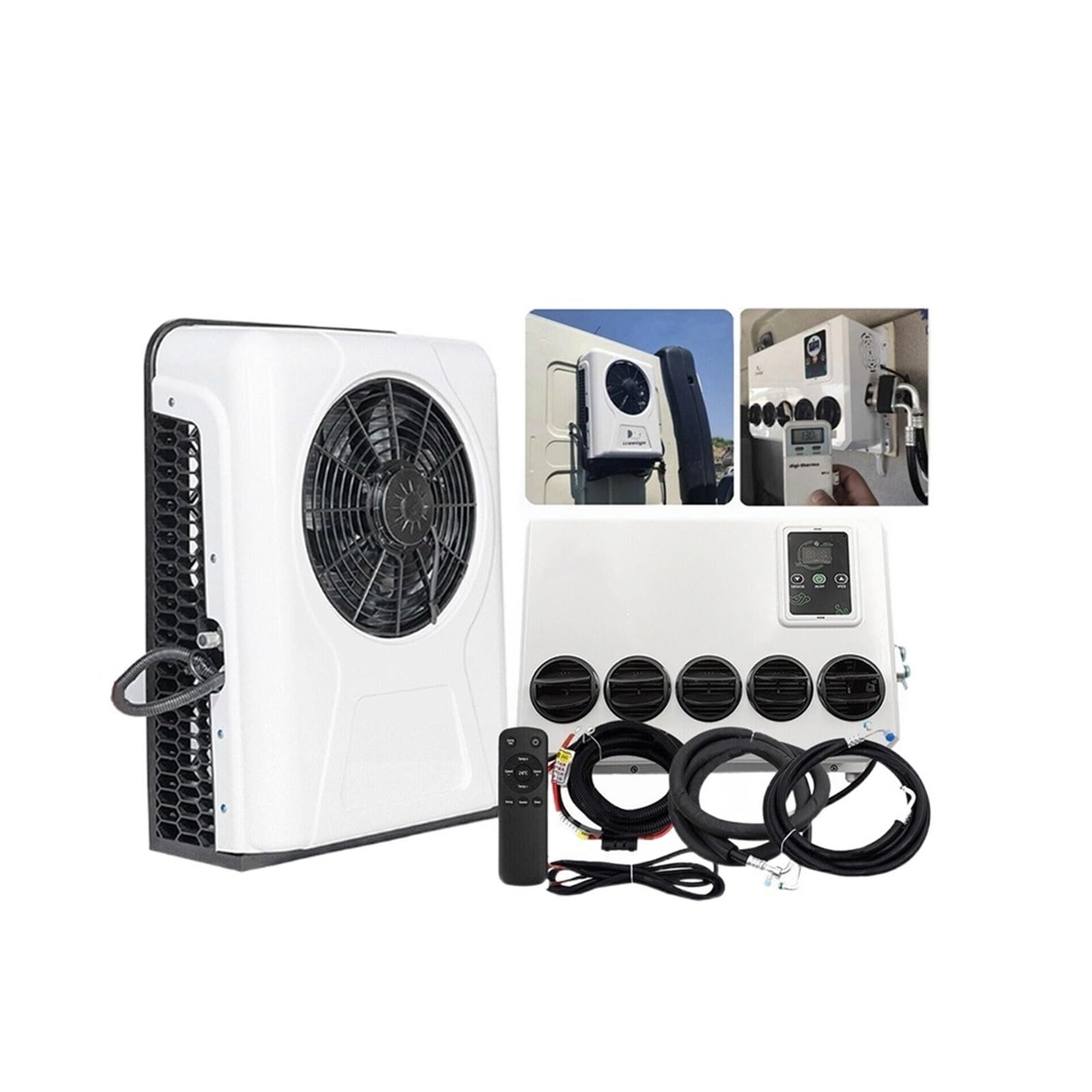 Aire Acondicionado, Aire Acondicionado Dividido Para Camión, Coche Eléctrico, De Estacionamiento 12V Y 24V Para Camper, Tractor, RV, Amplia Compatibilidad,Para Caravana, Camionetas,Viento frio(24v)
