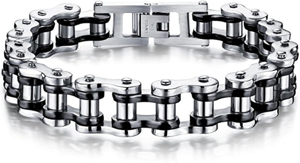 Feraco Mens Bikers Bracelet Stainless Steel Motorcycle Bike Chain Bracelets 8.4 Inch