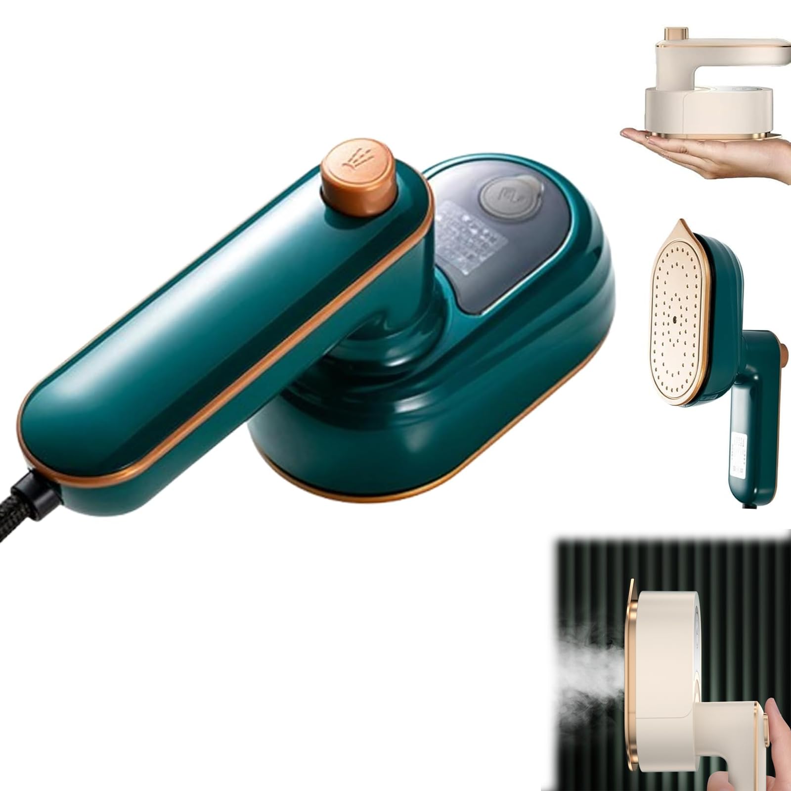 Aerohake Rotary Garment Iron,Whimsyard Iron Steamer,2-in-1 Portable Handheld Rotary Garment Irons,Travel Irons Mini with Steam 180 Rotatable (Green)