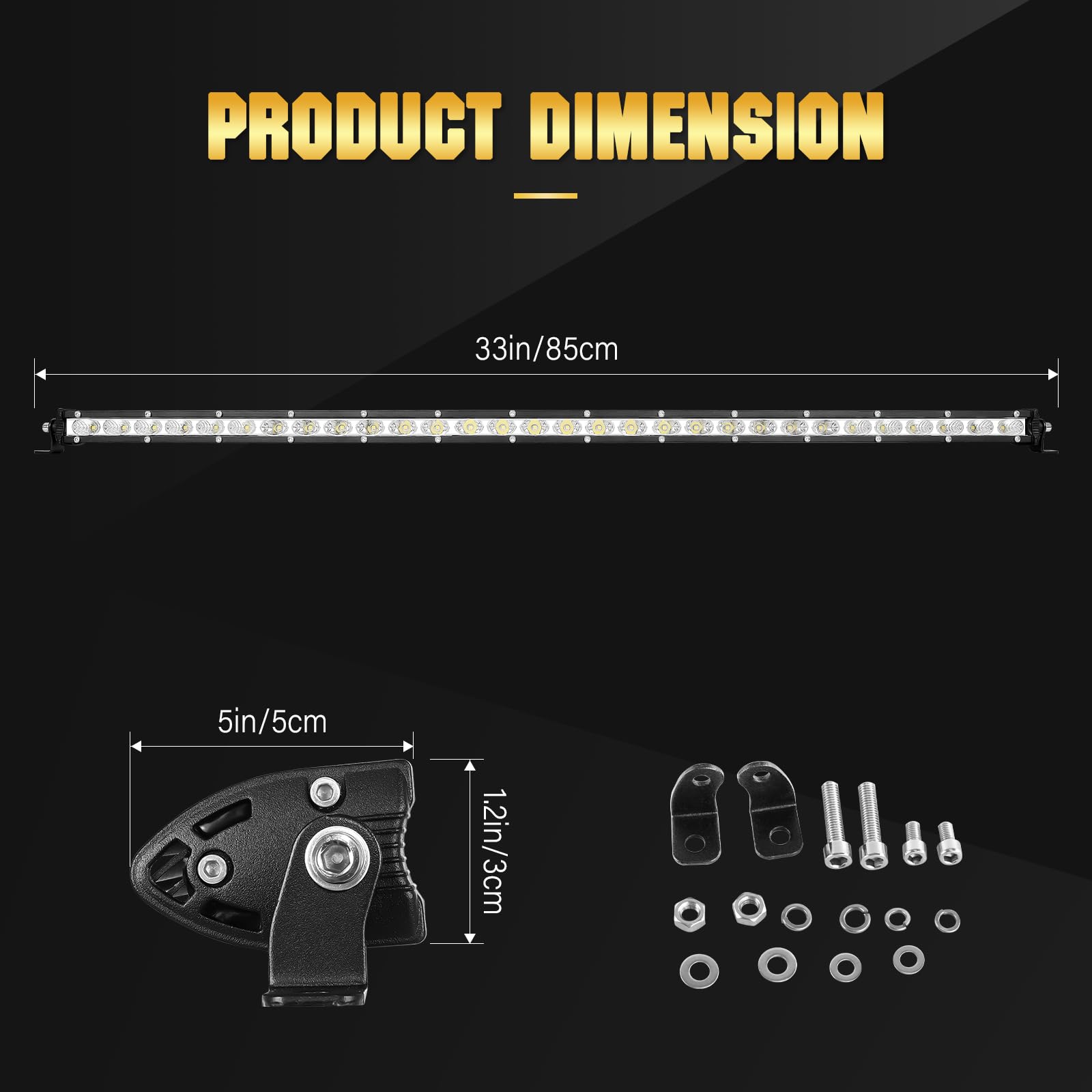 Willpower - Barra de luz LED de una Sola Fila, Perfil bajo, Ultra Delgada, para Parachoques Delantero y Trasero, para Polaris RZR SxS, camión, Ford RV, Toyota, Tacoma, Jeep, Remolque, 150W-C