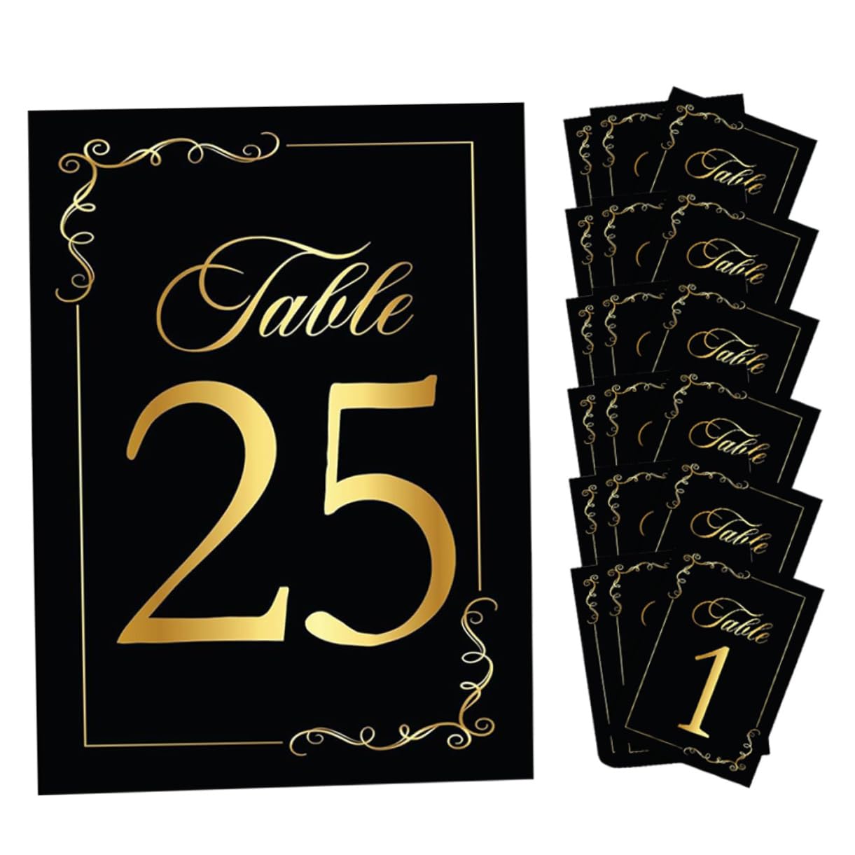 COLLBATH Gruppentischkarten Elegante Tischkarten aus Papierkarton 30 Stück Tischnummern für Hochzeit und Hauswarming Schwarz Stabil
