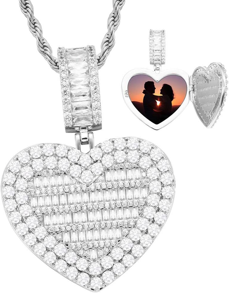 YIMERAIRE 18K Gold Plated Circle Picture Necklace Engraved Dog Tag Text Circle Chain Picture Necklace Personalized Photo Pendant With Rope Chain For Men Women