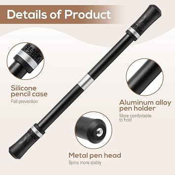 2 Piece Spinning Rotating Gaming Pen - Non-slip Coating Aluminum Alloy Balance Point Student & Adult Entertainment, No Pen Refill (Black, White, Classic Style)