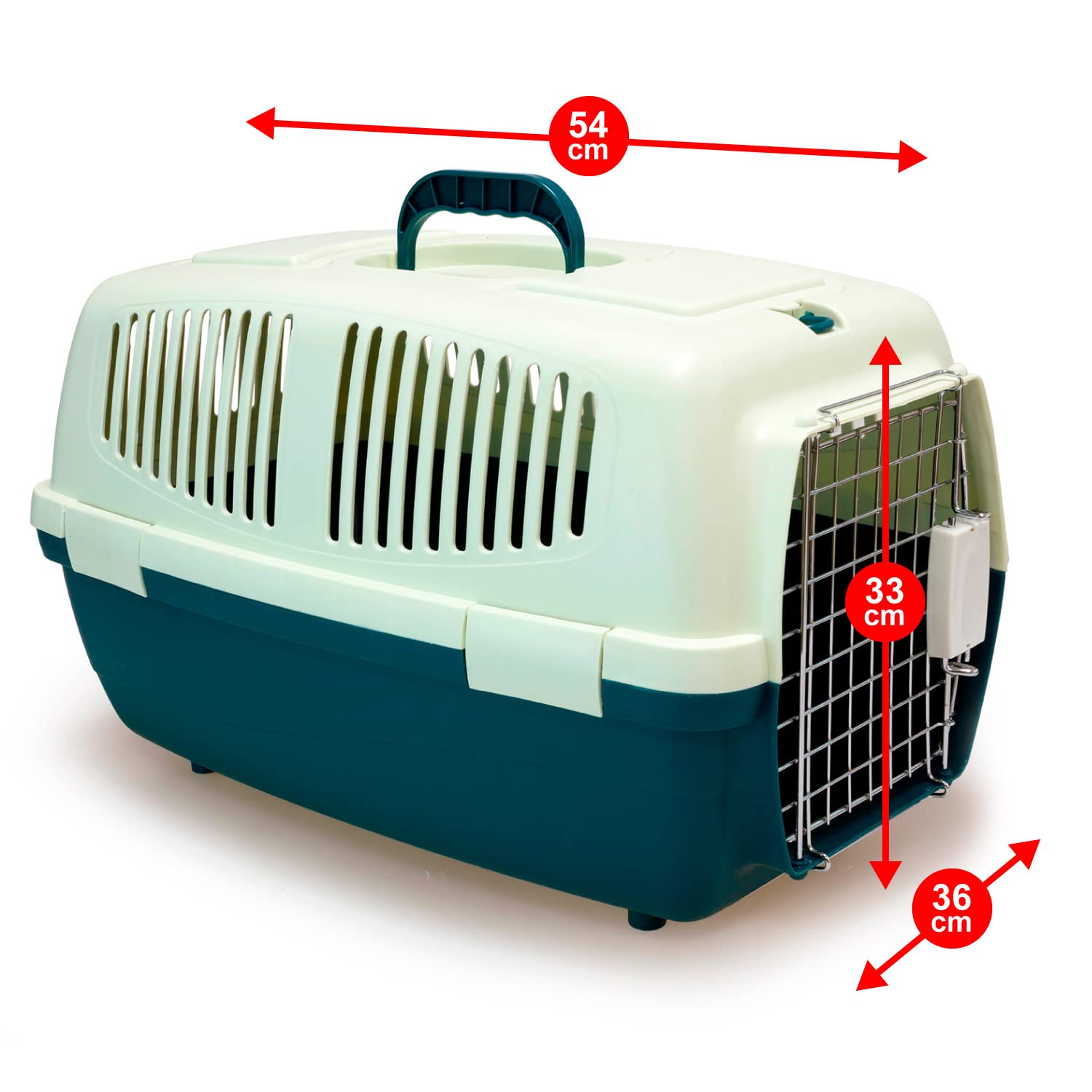 ARQUIVET Cage de transport - 54 x 36 x 33 cm - Chiens et chats de petite ou moyenne, gros rongeurs - Transport en train et en voiture