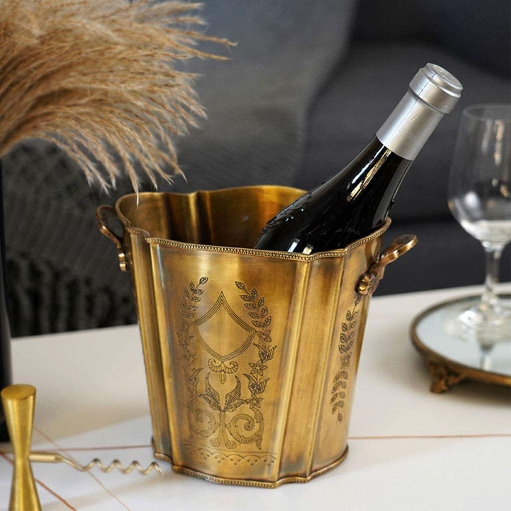 Feste Ed Eventi Secchiello per Il Ghiaccio Intagliato A Mano Secchi per in Ottone per Champagne per Vino Birra da Refrigerazione Vintage Famiglie Bar