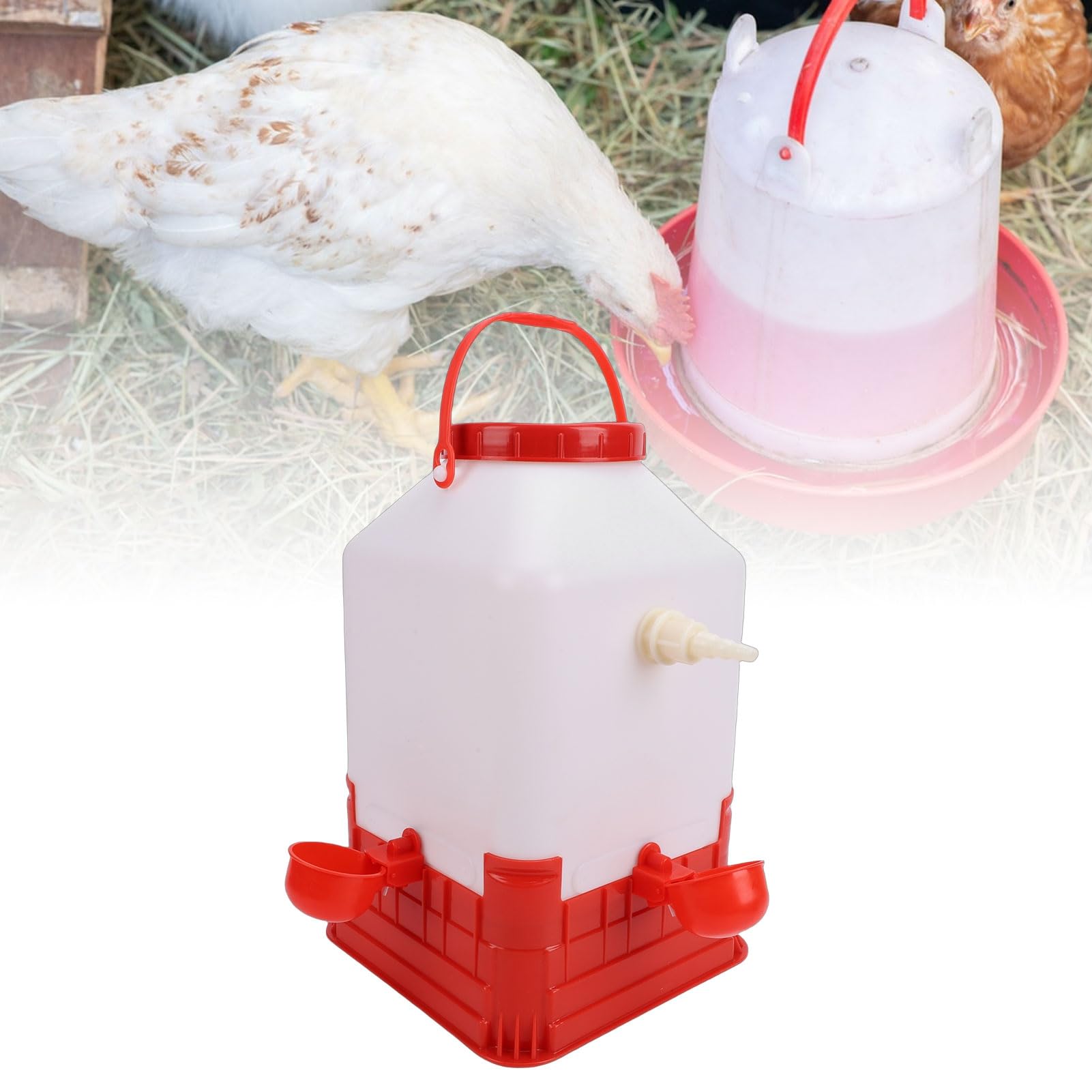 Abbeveratoio automatico per pollame, grande capacità, 10 l, con 4 ciotole, per polli e pollame, stazione di alimentazione in plastica