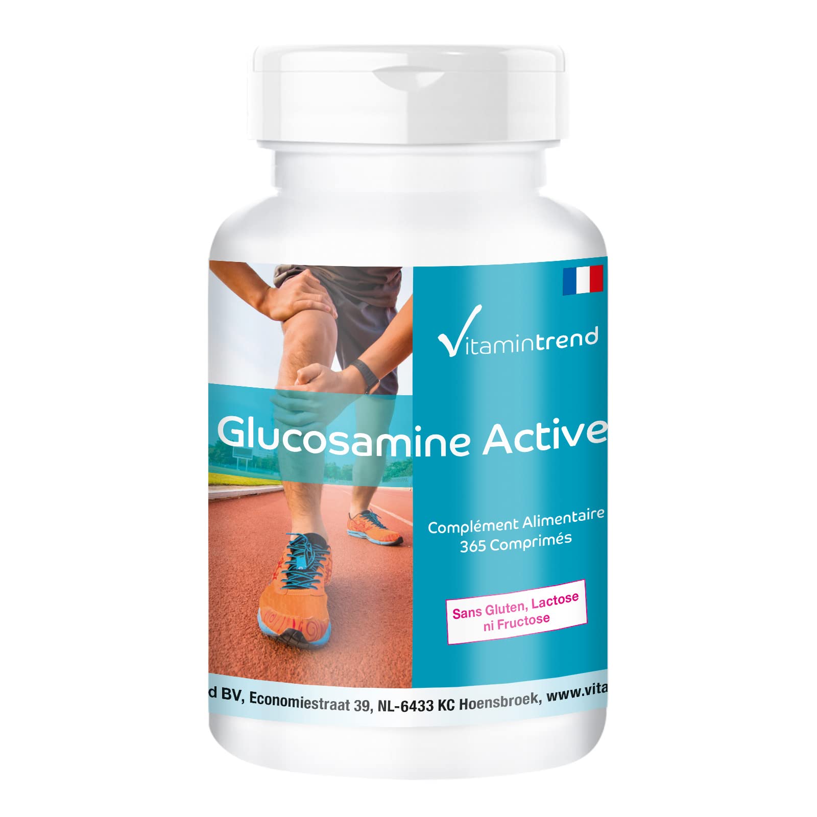 Vitamintrend Glucosamine Active, 365 comprimés, hautement dosé, avec MSM, collagène, vitamine C et sélénium, complément alimentaire sans stéarate de magnésium, fabriqué en Allemagne