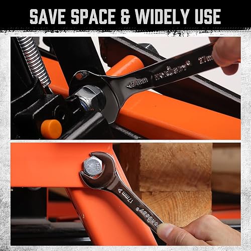 Miniatura 6 de HORUSDY Juego de llaves finas métricas 10 piezas Incluye 0.217 in a 1.063 in Juego de llaves de bicicleta Juego de llaves de extremo abierto