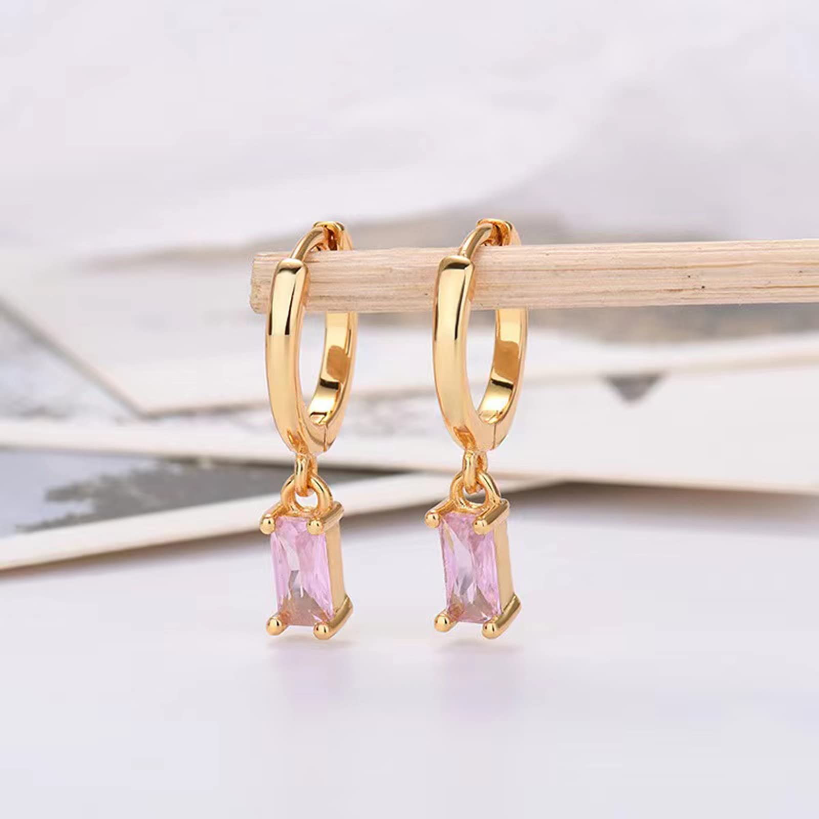 Orecchini A Cerchio Con Orecchini Pendenti, Orecchini Donna Lunghi Donna Oro 14K Orecchini Donna Oro Bambina e Uomo 2Pz