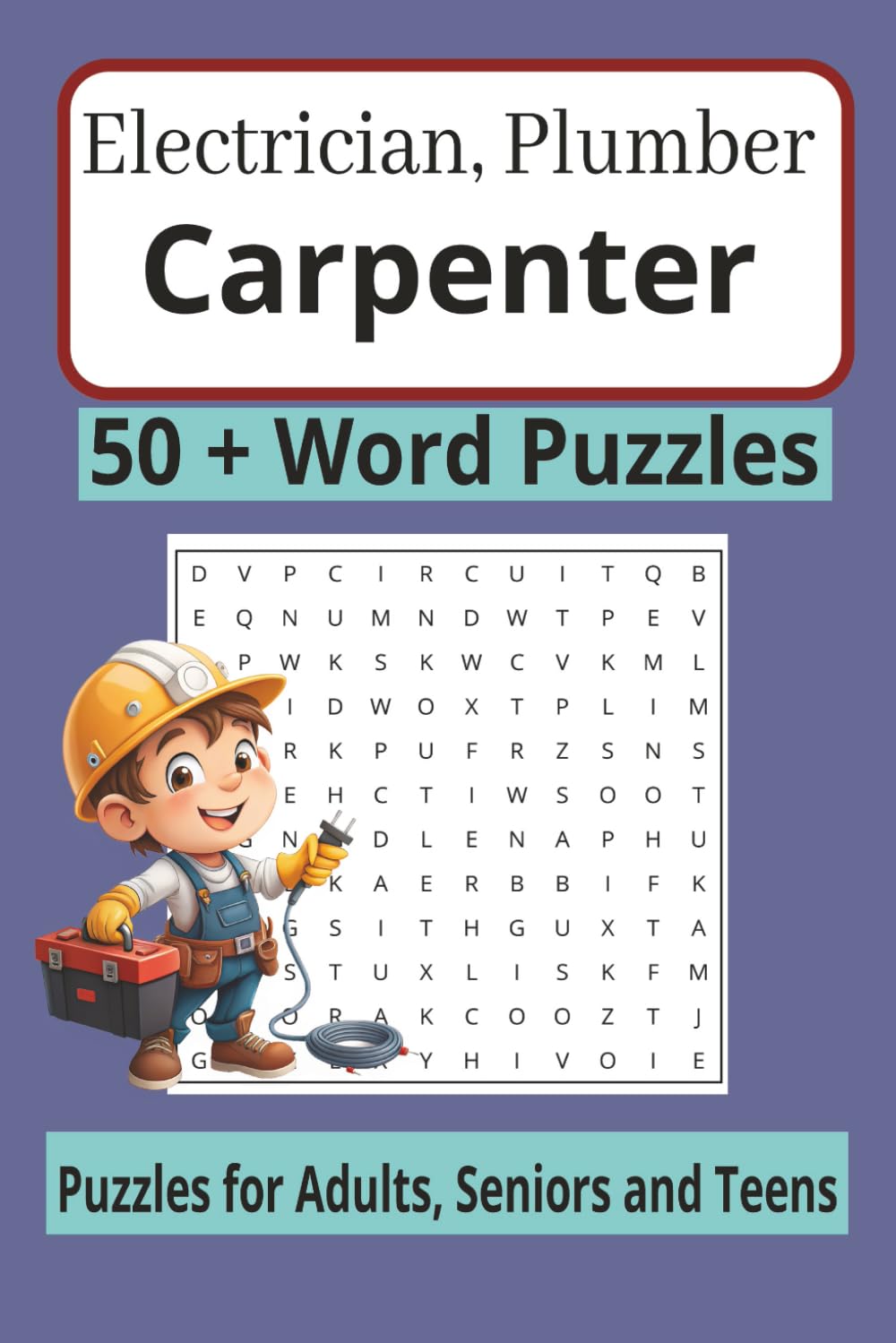 Electrician, Plumber, Carpenter word search puzzle book