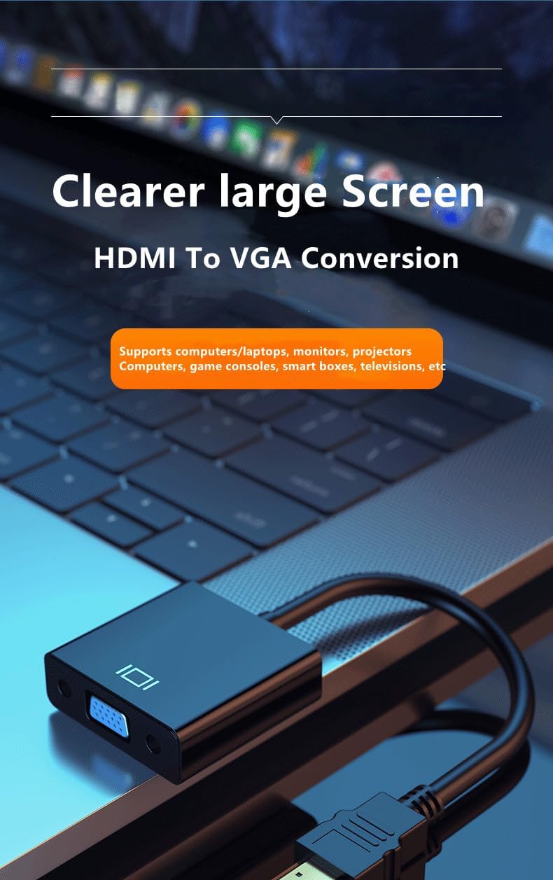 HDMI to VGA High-Definition Conversion Cable with Cell EP94Z1E for Laptop, Display,Projector,DVD, 20CM (Black, HDMI/VGA with Audio)
