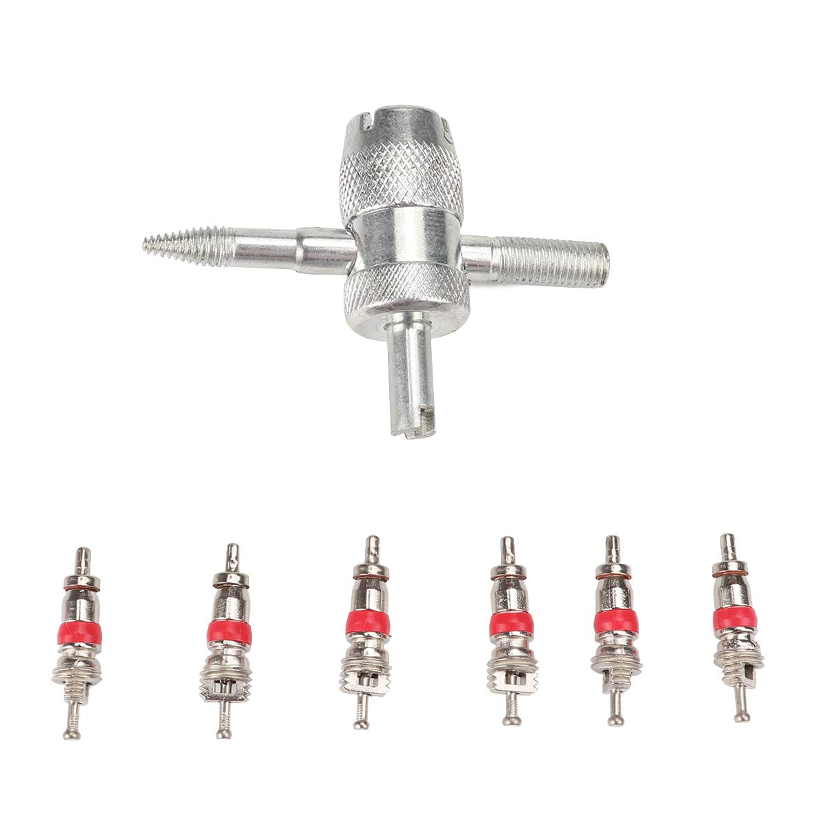 Buy Namvo4Way Valve Tool with 6 Brass Valve Cores Fit for All Vehicle