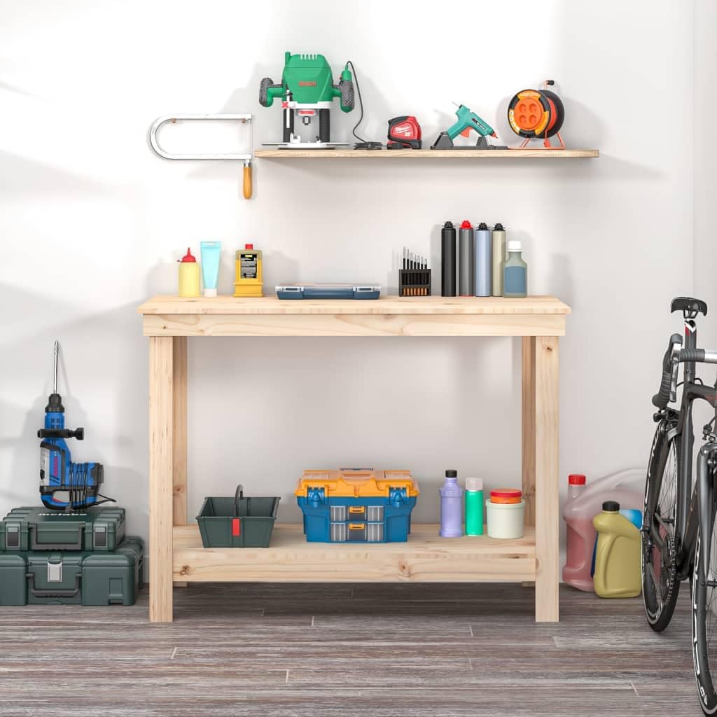 Genérico Banco de Trabajo de Madera Maciza de Pino 110x50x80 cm,Bricolaje,Accesorios de Bricolaje,Organización y Almacenamiento de Herramientas,Mesas de Trabajo,822501