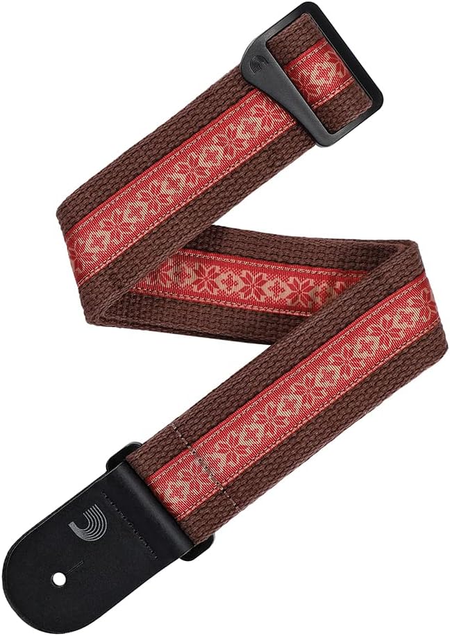 D'Addario Accessories Guitar Strap - Deluxe Cotton Guitar Strap, Brown