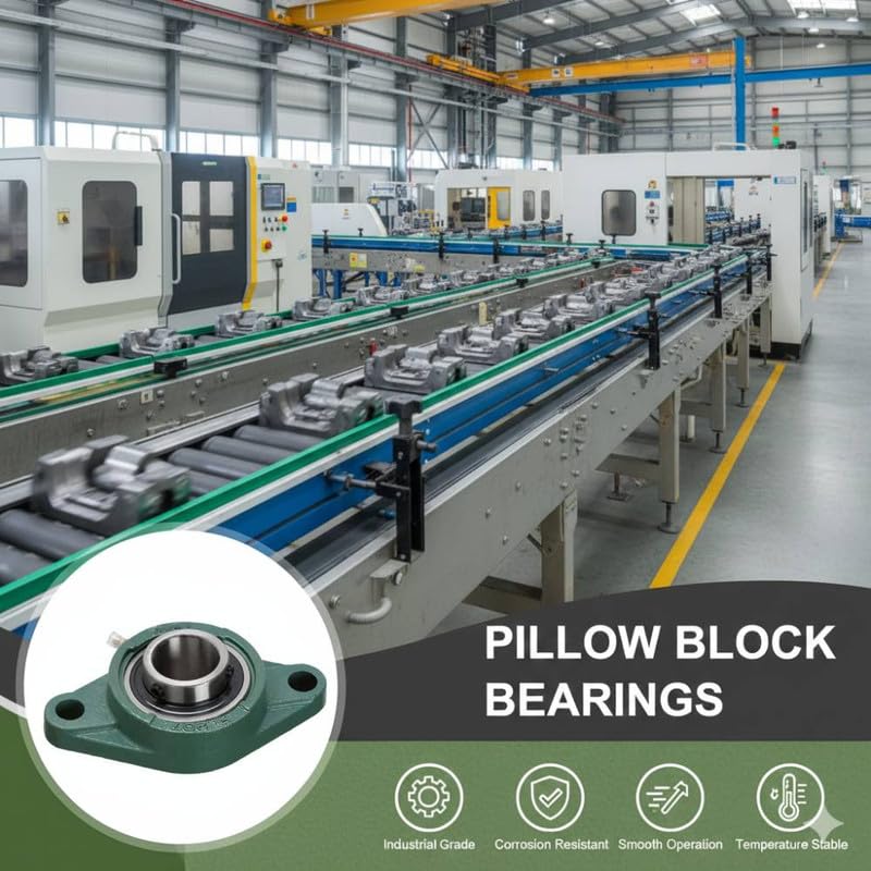 UCFL205-15 (15/16") Bore 2-Bolt Square Flange Bearing Unit, Self-Aligning Mounted Bearing, Cast Iron Housing, Set Screw Lock
