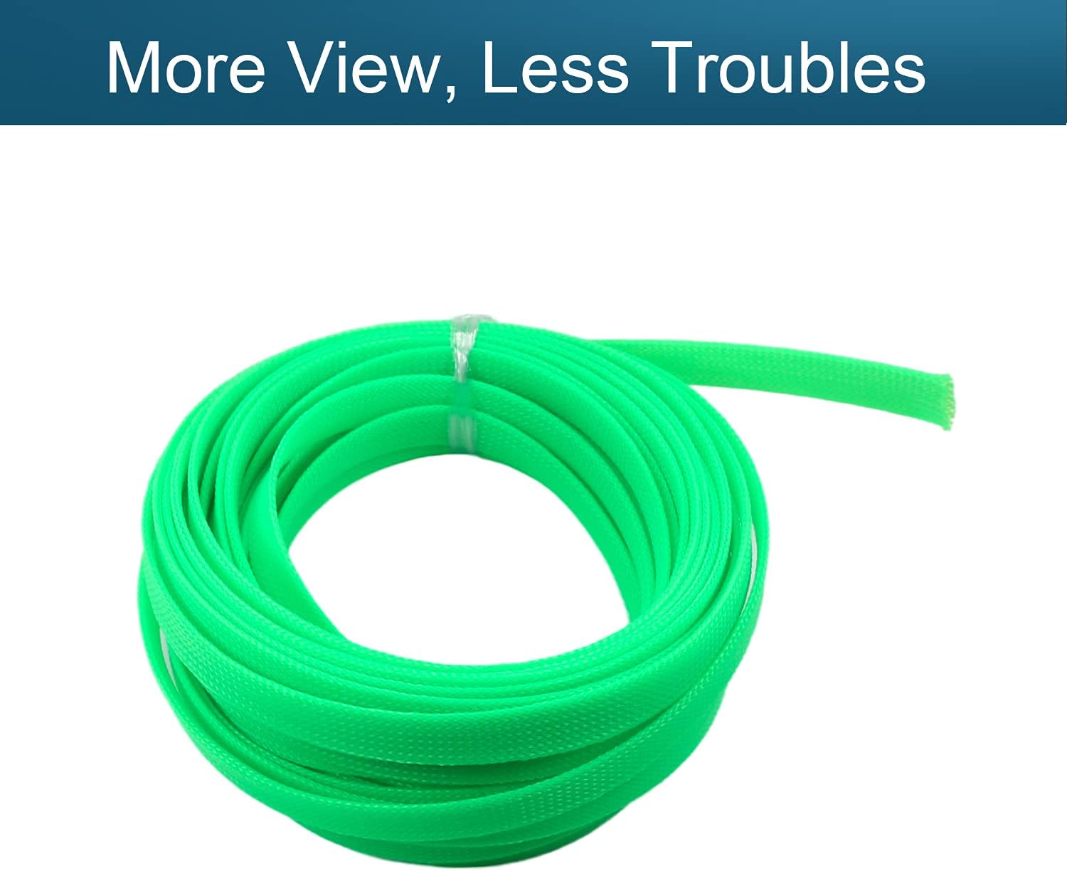 Othmro 5m/16.4ft PET Expandable Braid Cable Sleeving Flexible Wire Mesh Sleeve Fluorescent Green : Electronics