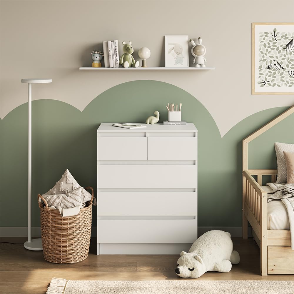 Vicco Fasciatoio Emma Bianco 80 x 110.2 cm z 5 szufladami, konwertowalny na komodę tradycyjną