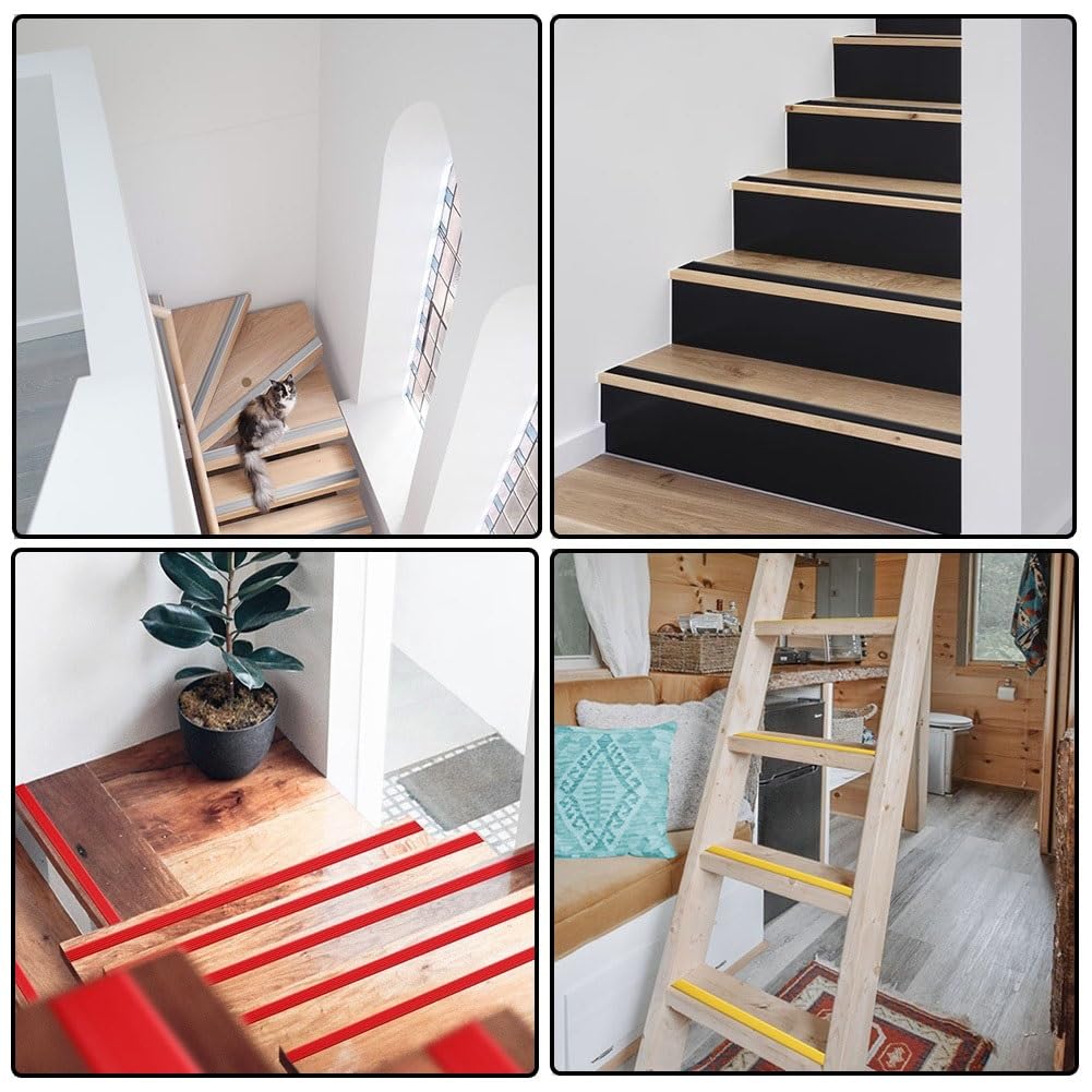 Nasello antiscivolo per scale, autoadesivo in PVC, gradini in gomma flessibile per una protezione sicura, ideale per casa e ufficio, lunghezza 10 m, larghezza 5 cm
