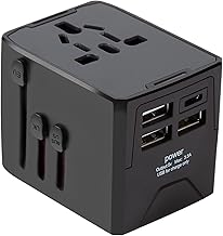 Adaptateur Voyage Universel Adaptateur Prise avec 3 USB et 1 Type-C Ports Prise AC International Prise Universelle pour EU UK US AUS Plus de 150 Pays
