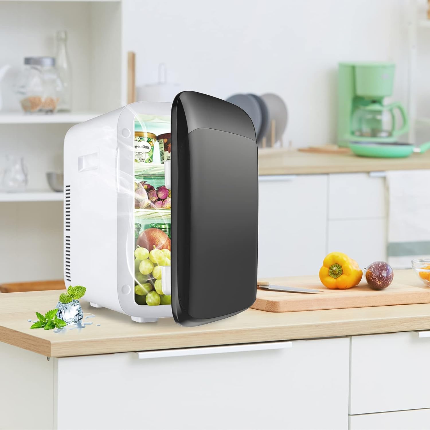 GOPLUS Mini Nevera Pequeña 15L de -3 a 50 ℃, Mini Refrigerador con Funciones Enfriar Calentar, Mini Bar con Regulador de Temperatura Automático para Refresco Cosmético, 38 x 33 x 27 CM (Negro)