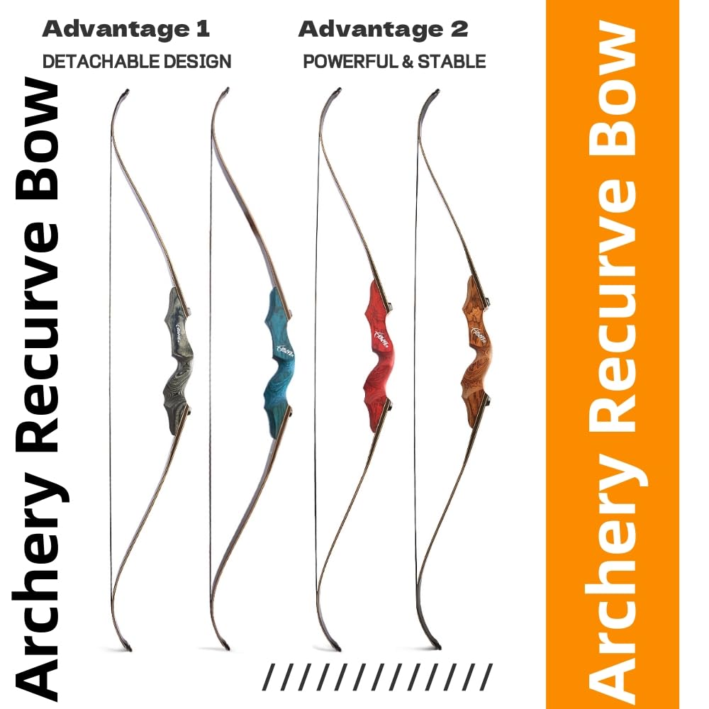 Wolfman Set Arco Ricurvo Archery 20 lb, Arco Scomponibile Destrorsso/Mancino per Adulti e Principianti, Ideale per Allenamenti e Caccia all'Aperto