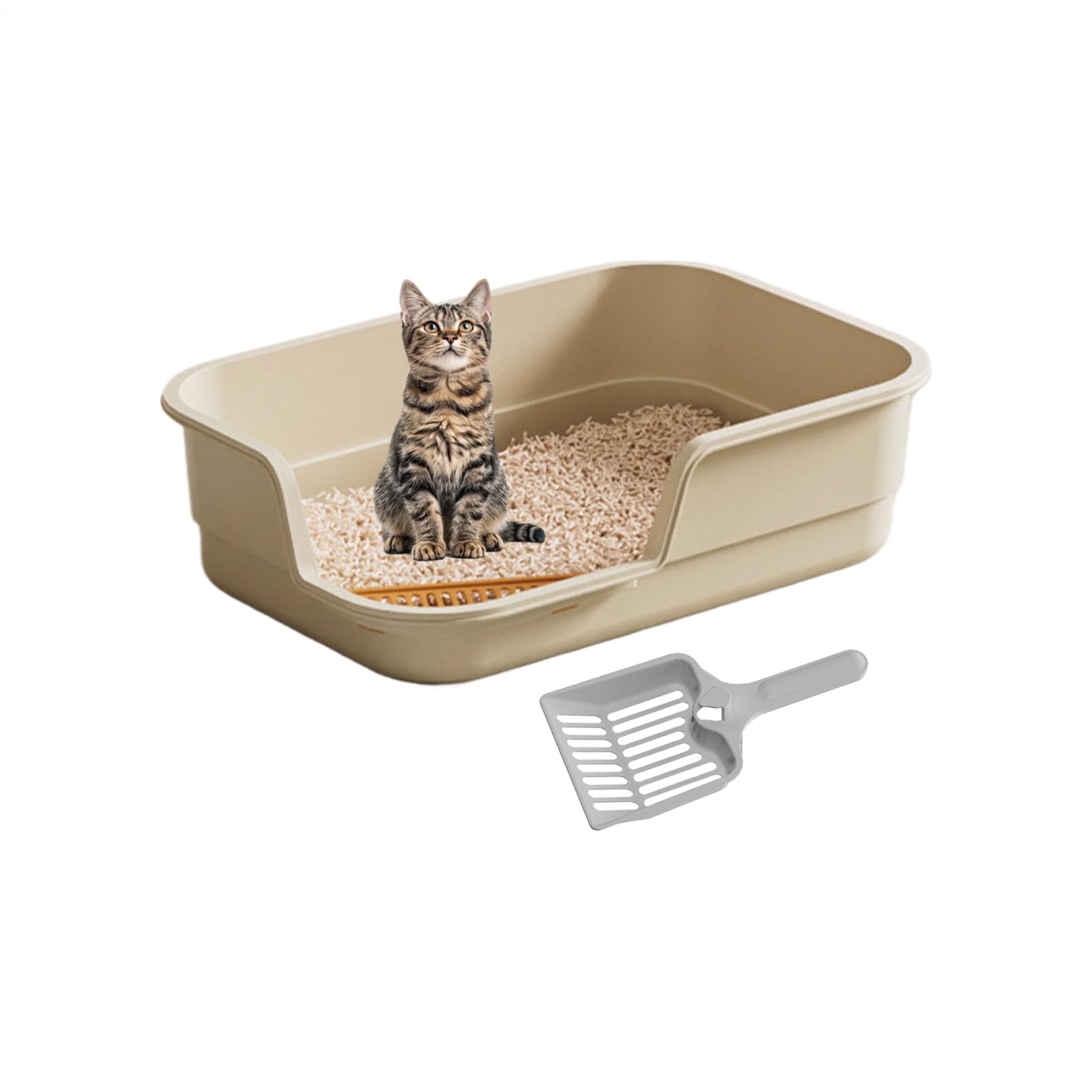 Cat Litter Tray High Sides Splash Guard - Cat Litter Tray with Rim for Cats | for Kittens Indoor and Older Animals Home, Office, Dormitory, Apartment, Hotel, Farm