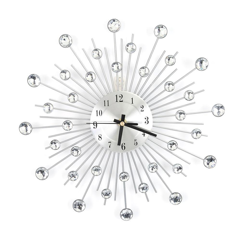 Reloj de pared de metal con forma de estrella de diamante, reloj de estrella de cristal, decoración del hogar, tachonado de diamantes, decoración de dormitorio, salón