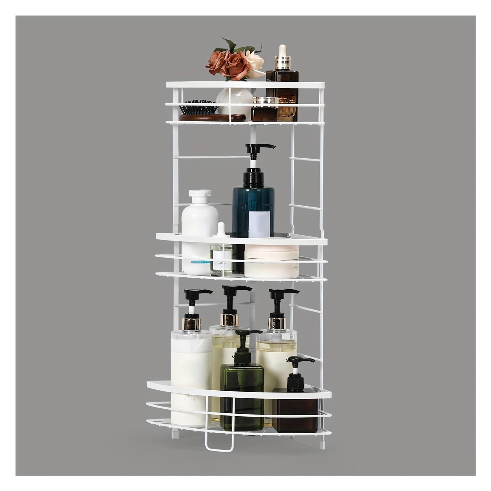 syyymx Corner Shower Caddy 3 Tier Shower Organizer Shelf Stainless Steel Floor Corner Shower Bathroom Shelves Stand Rack — view 5