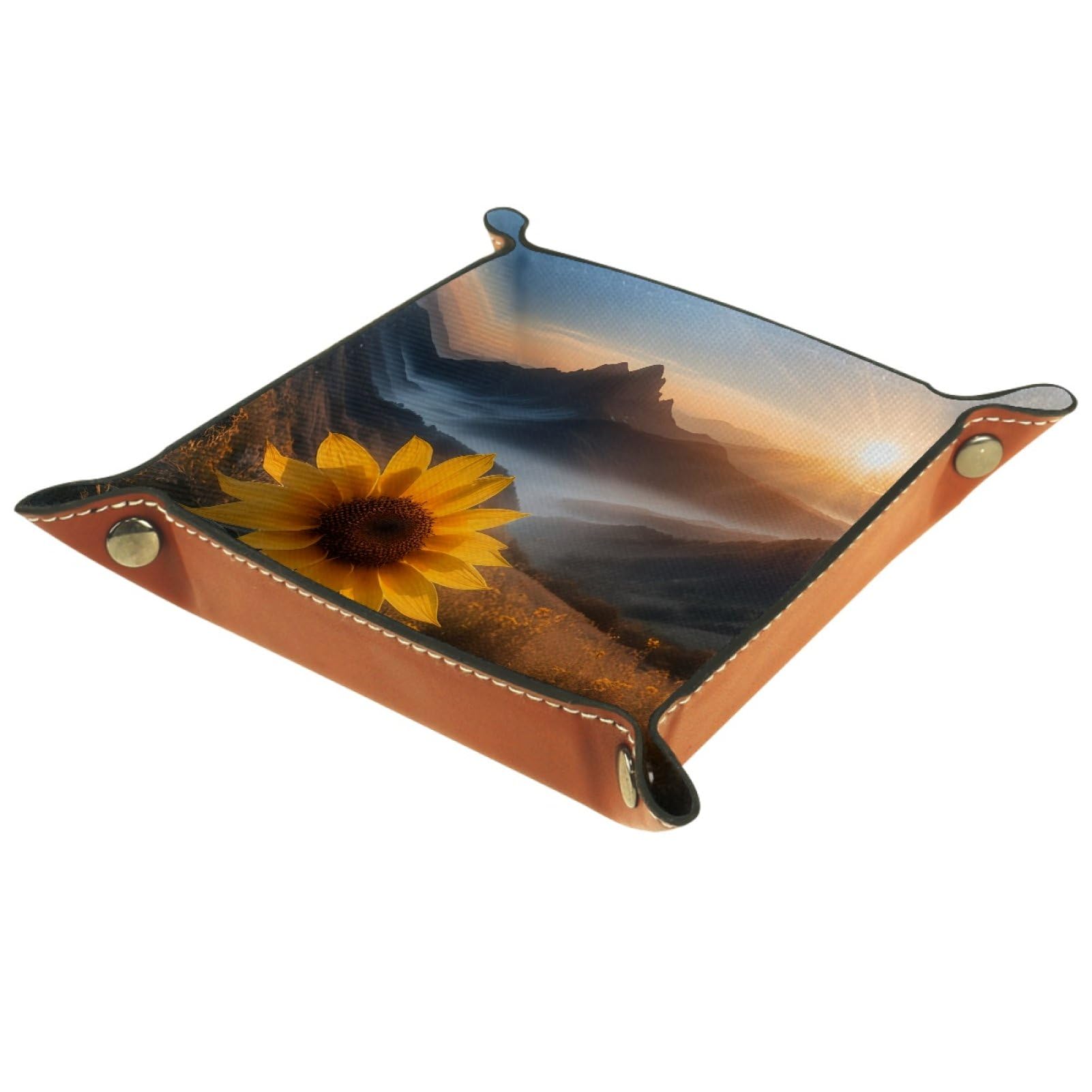VAPOKF Sunflower Portable Folding Dice Rolling Tray, Microfiber Leather Dice Holder for Dice Games Like RPG, DND and Other Table Games