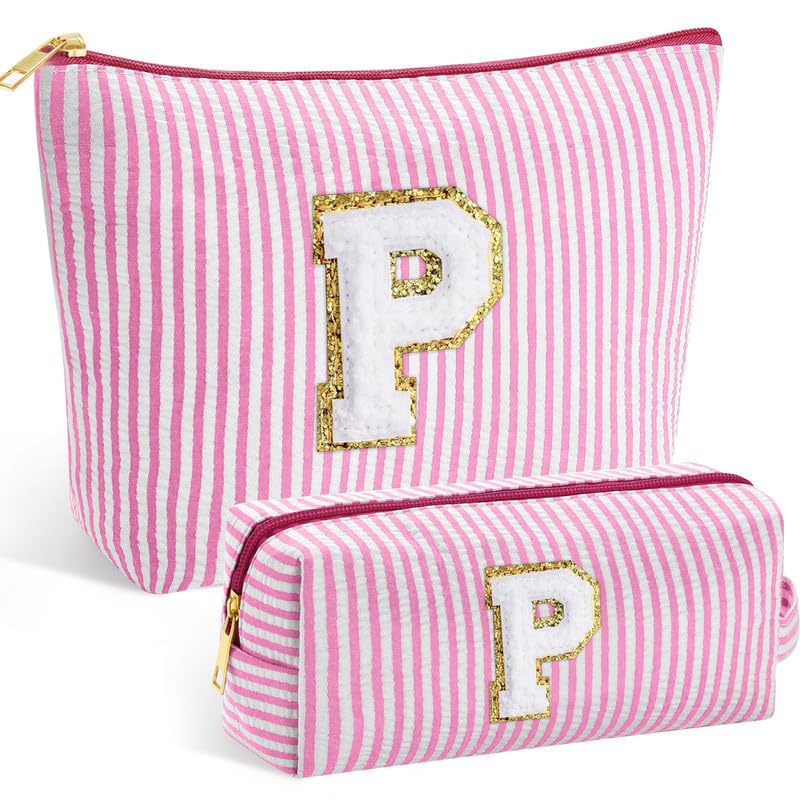 Personalized Make Up Bag - Birthday Gifts for Women Large Capacity A-Z Cosmetic Bags Girls Gifts 2 Pack Makeup Bag Women's Portable Toiletry Bag