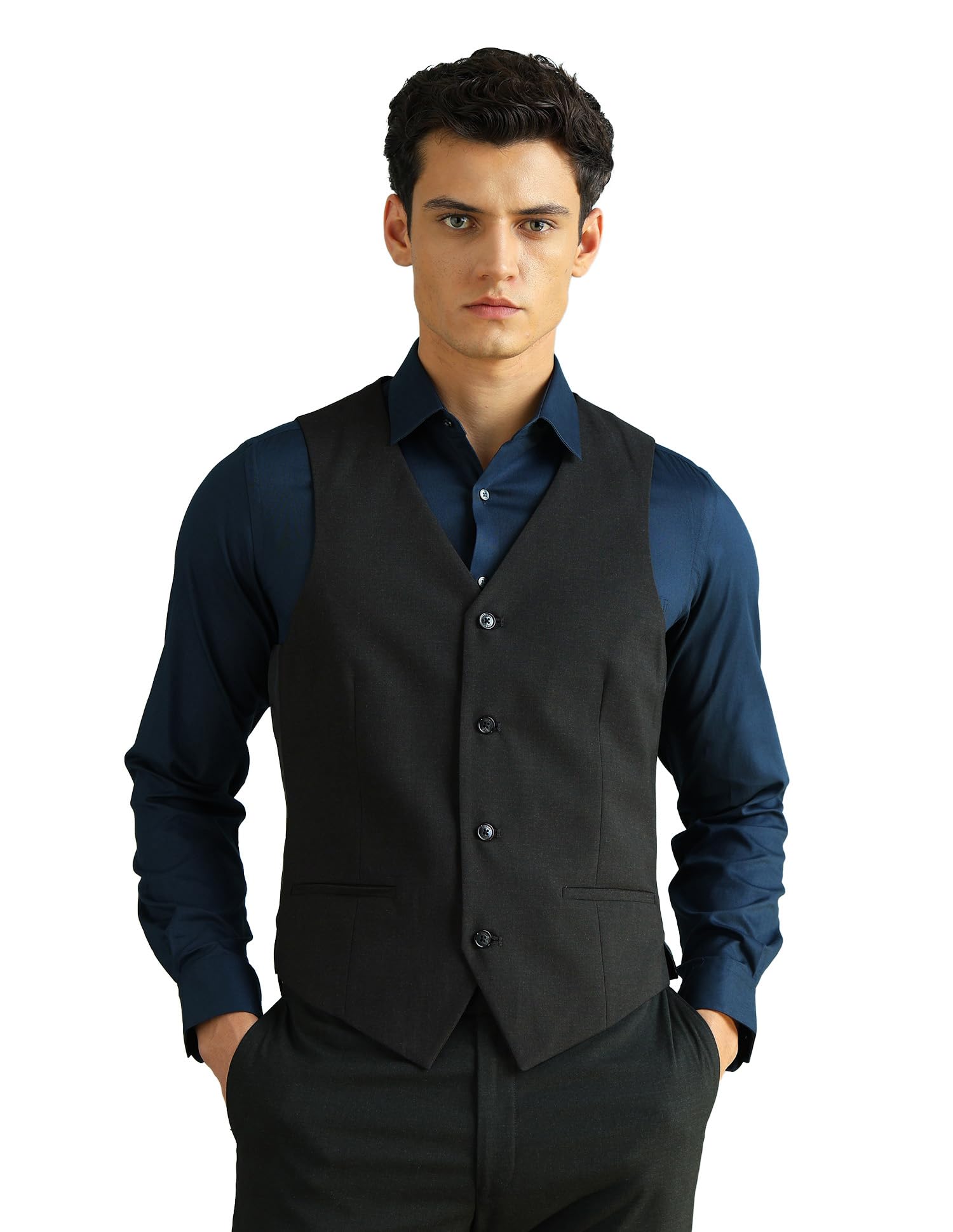 arrow Men's Heathered Body Tailored Fit Waistcoat-picture-35